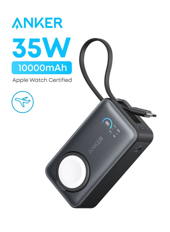 Anker MagGo Power Bank for Apple Watch, Officially Certified 10,000mAh Compact Portable Charger with Built-In USB-C Cable, 35W Max Battery Pack, For iPhone 17/16 Series, iPad, AirPods, and More - Image 1